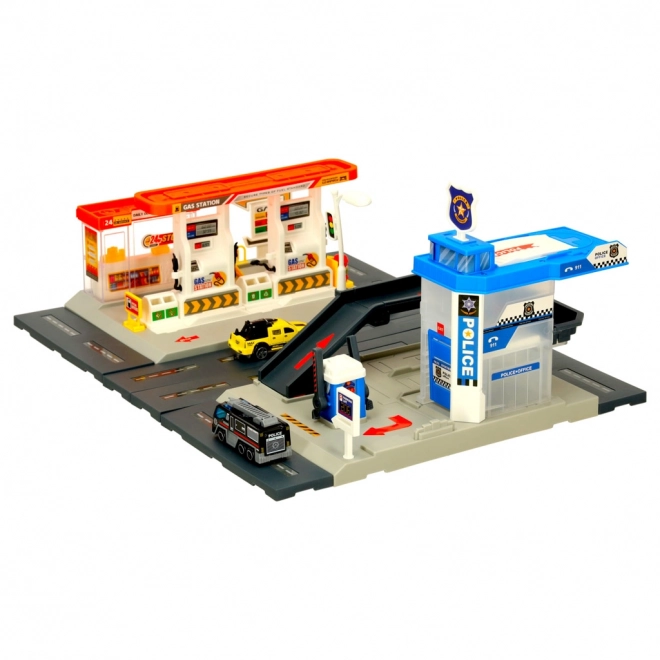 Set stazione di servizio e parcheggio per bambini