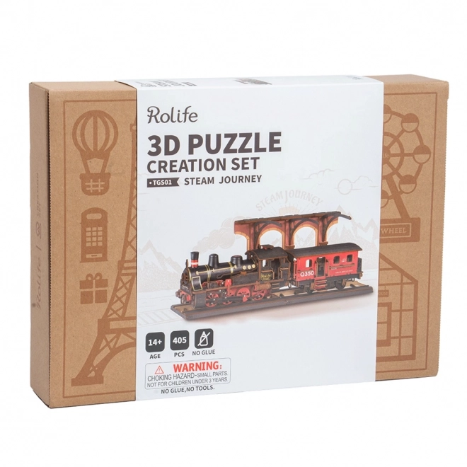 Scomposizione puzzle legno 3D locomotiva a vapore Vintage di RoboTime