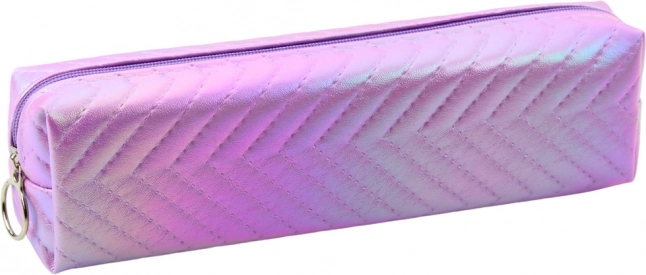 Astuccio scolastico olografico con motivo a foglie di abete viola 21x6cm