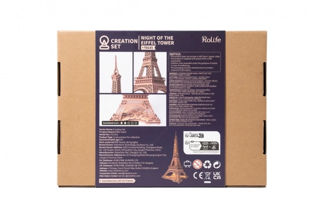 RoboTime puzzle 3D di legno Torre Eiffel notturna