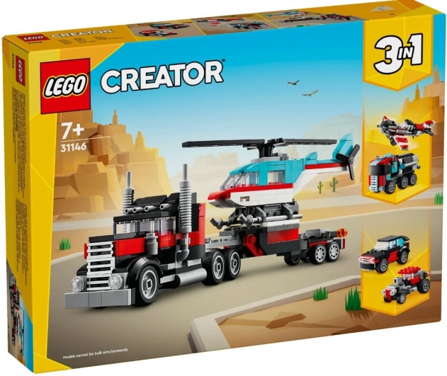 Set LEGO Creator 3-in-1 camion con pianale e elicottero