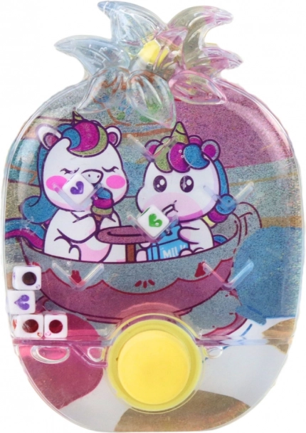 Gioco d'acqua tascabile con motivo decorato di unicorni