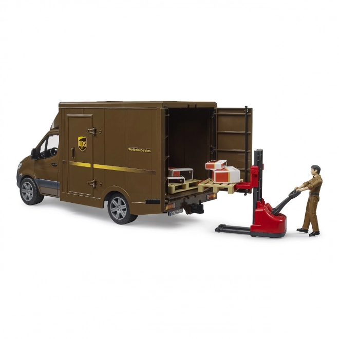 Furgone UPS BRUDER MB Sprinter con figura e accessori