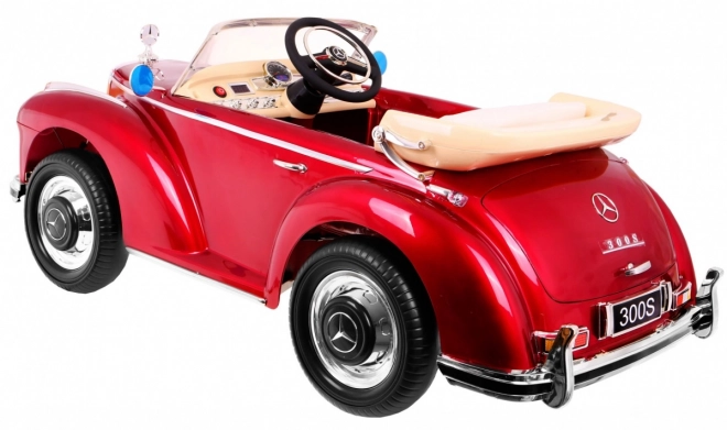 Mercedes Benz 300S Retrò per bambini Vernice rossa + telecomando + EVA + avviamento lento + LED MP3