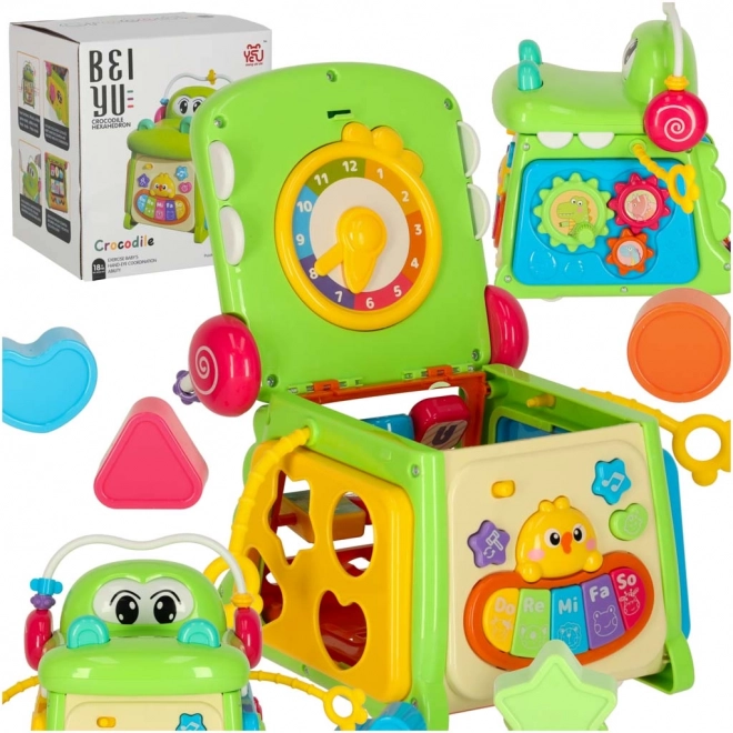 Cubo educativo con sorter e pianola Coccodrillo 4 in 1
