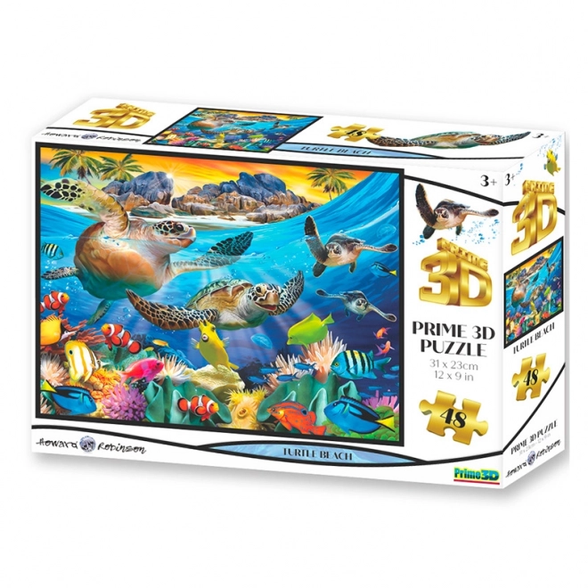 Puzzle PRIME 3D Spiaggia delle Tartarughe con 48 Pezzi