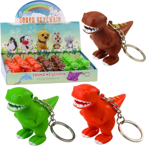 Portachiavi dinosauro con luce LED e suono