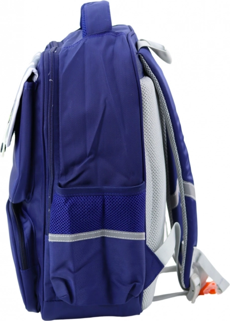 Zaino scolastico per bambini con toppe di dinosauri, blu navy