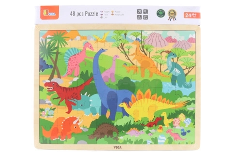 Puzzle in legno 48 pezzi - dinosauri