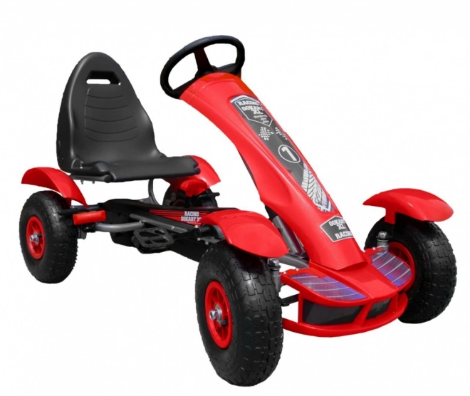 Kart da corsa a pedali XL per bambini 3+ Rosso + Ruote gonfiabili + Sedile regolabile + Ruota libera