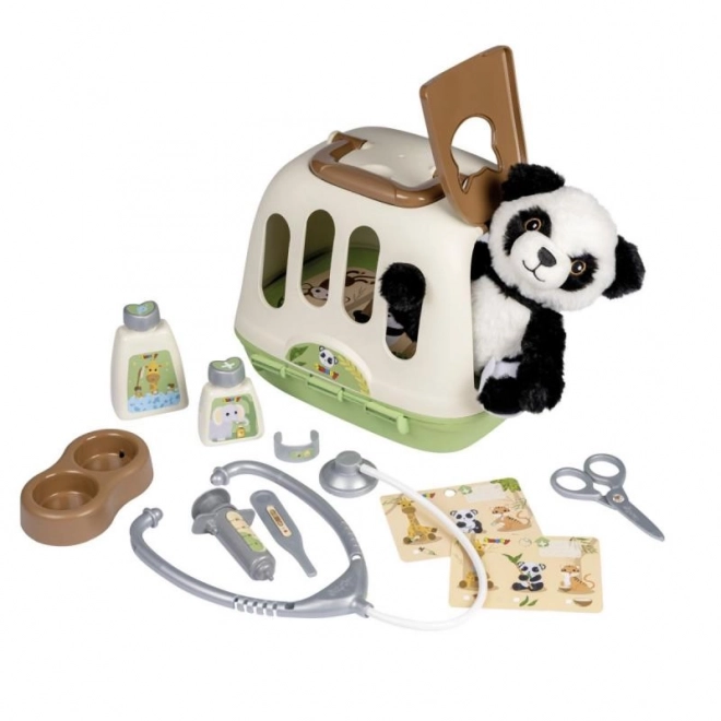 Set Veterinario con Panda e Box di Trasporto 2 in 1