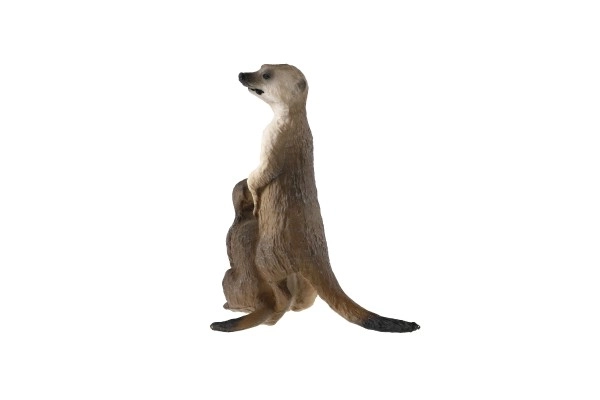 Suricata con cucciolo in plastica scura 8 cm