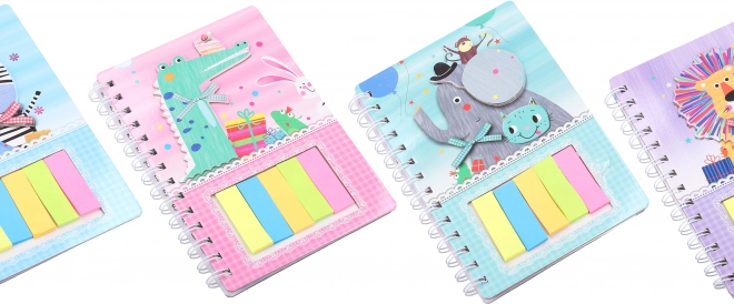 Blocco per appunti con animaletti 12,1 × 18,5 cm, 60 fogli + adesivi