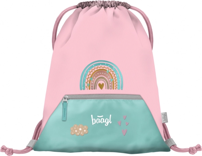 Sacca con tasca rosa arcobaleno