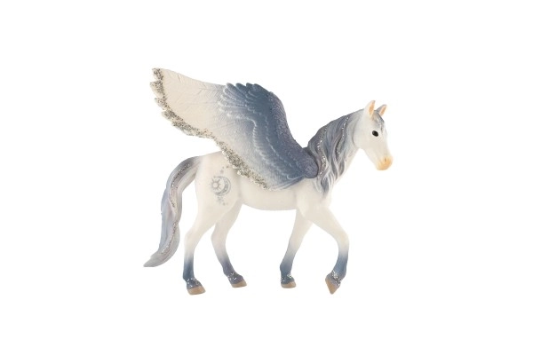 Cavallo Alato Bianco-Grigio in Plastica 14 cm