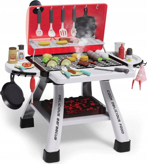 Woopie Barbecue da giardino per bambini interattivo con LED ed effetto vapore, set XL 41 pezzi