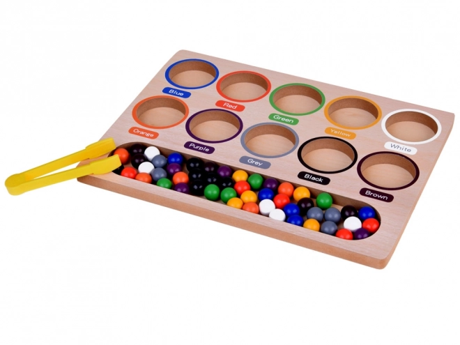 Gioco Montessori con Perline Colorate e Vassoio