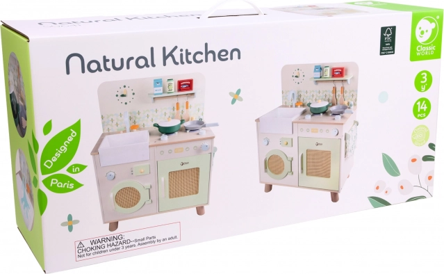 Cucina multifunzionale in legno XXL con lavatrice e accessori