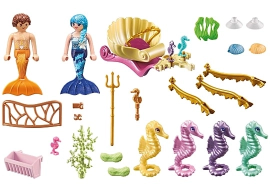 Set figurine Principessa Magica Abitanti Sottomarini con Carro Cavallucci Marini