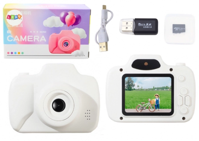 Fotocamera per bambini con giochi e memoria 64GB bianco