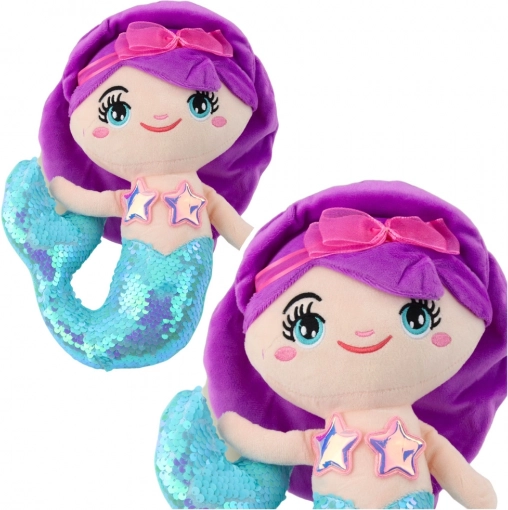 Sirena di peluche con coda a paillettes turchese 28 cm