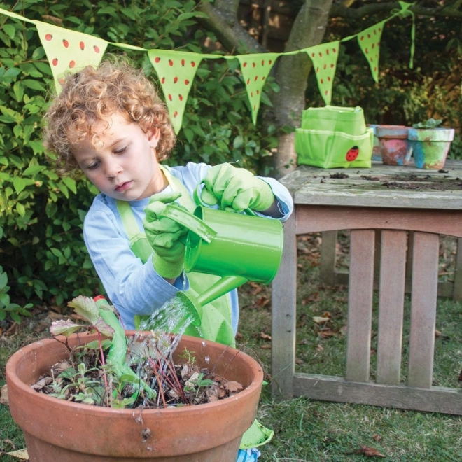 Set di attrezzi da giardino Bigjigs Toys in borsa di tela verde