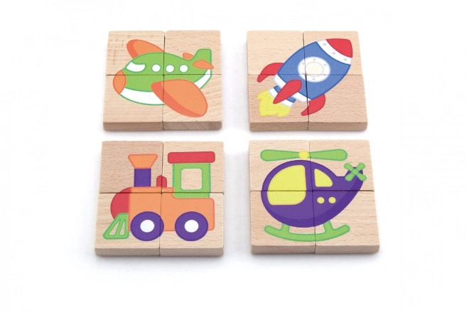 Puzzle magnetico in legno - mezzi di trasporto