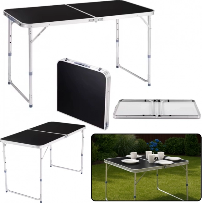 Tavolo da campeggio pieghevole con altezza regolabile 120x60 cm