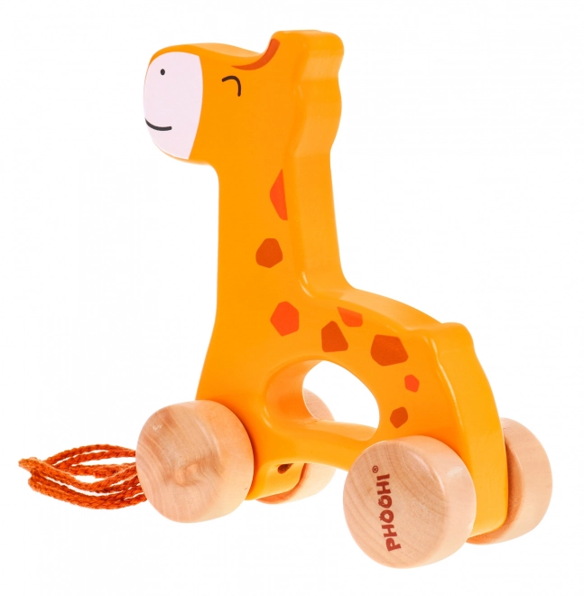 Jeździk in legno Giraffa su corda per bambini 12m+