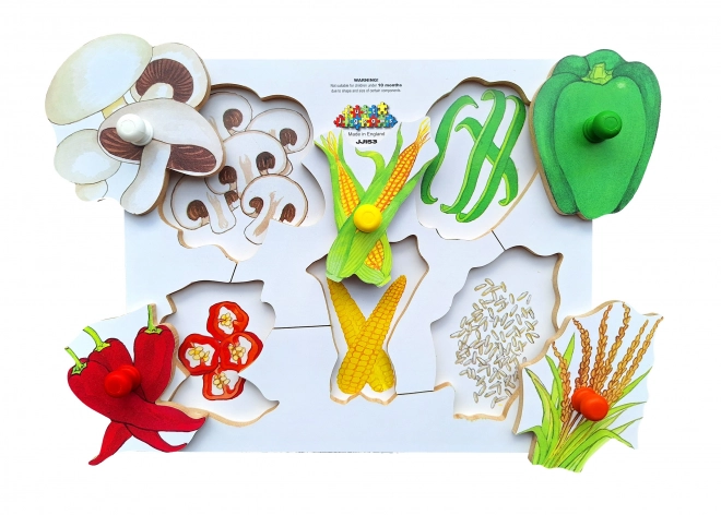 Puzzle in legno educativi con verdure e cereali