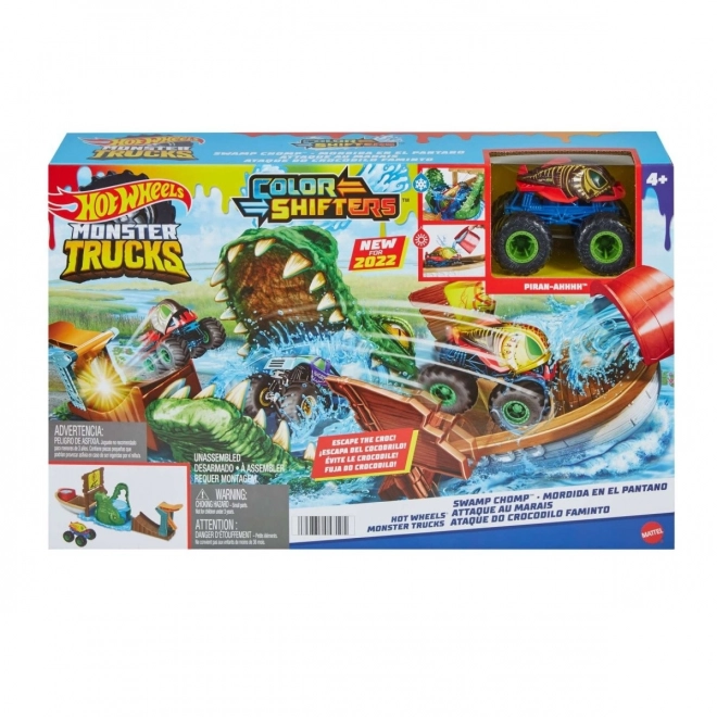 Set Da Gioco Hot Wheels Monster Trucks Cambia Colore Coccodrillo Furioso