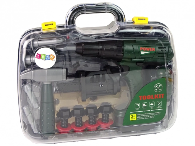 Set di attrezzi giocattolo con trapano a batteria verde