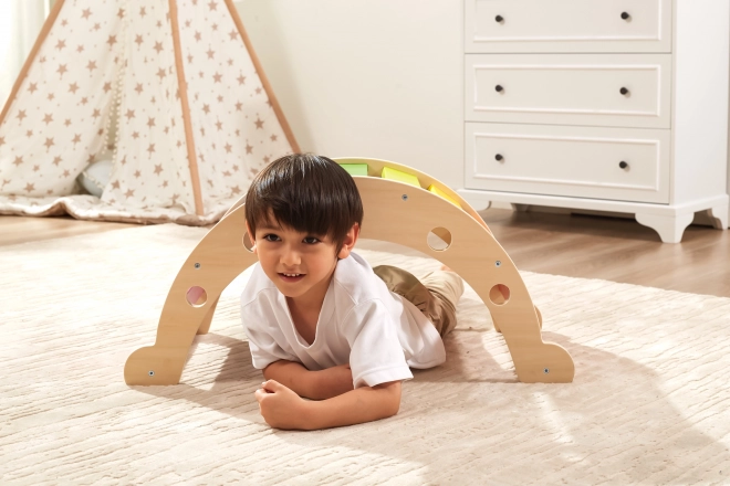 Ponte a dondolo in legno color arcobaleno Montessori di Viga
