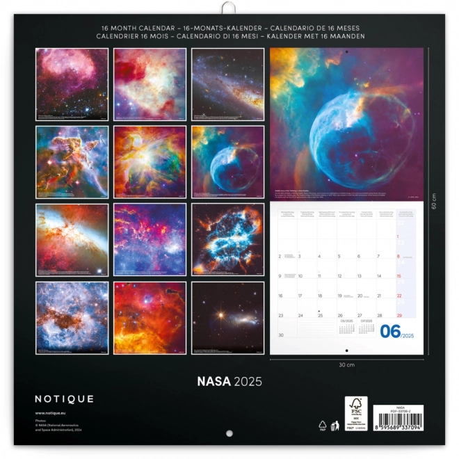 Calendario NASA 2025 con note