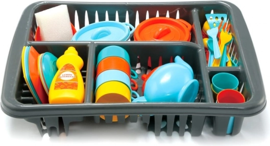 Set di stoviglie per piccole casalinghe con scolapiatti