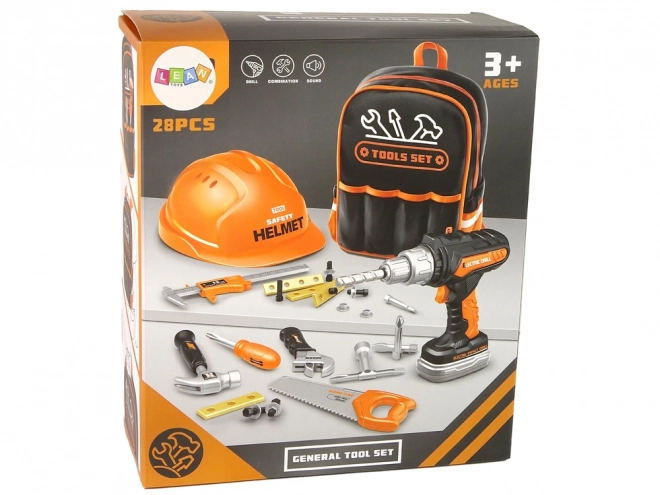 Set da Costruttore con Zaino e Casco Arancione