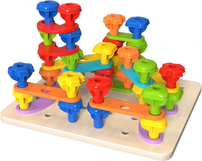 Tabellone multifunzionale Tooky Toy con bulloni colorati per l'apprendimento delle forme