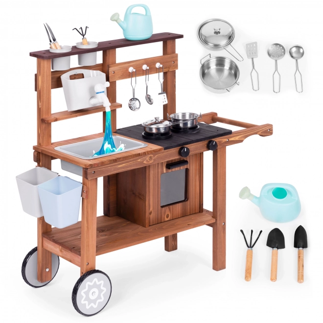 Cucina da giardino per bambini ECOTOYS con accessori in legno di abete