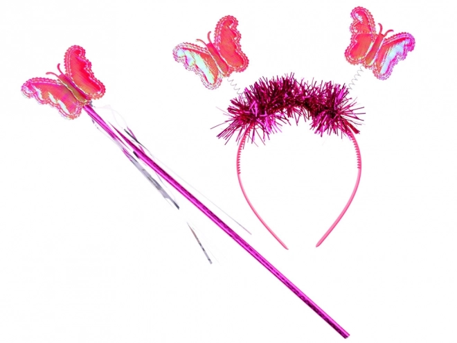 Costume Fatina Rosa Brillante con Ali e Bacchetta – Rosa scuro