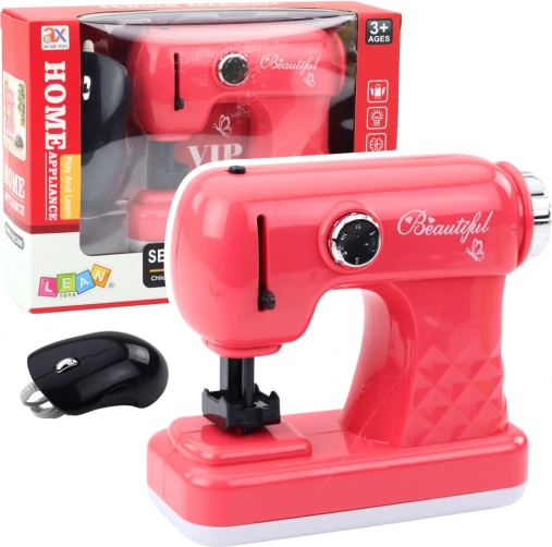 Macchina da cucire per bambini color rosa con topo e luci