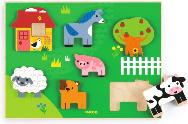 Puzzle in legno ad incastro Fattoria