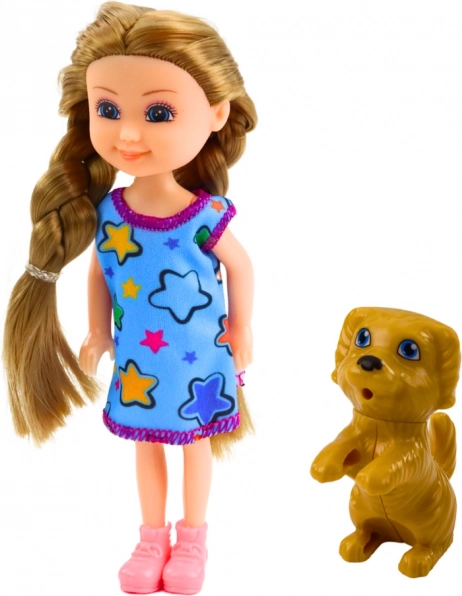 Mini bambola in vestito con cane 14,5 cm