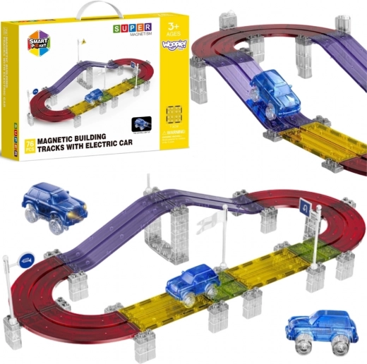 Pista da corsa magnetica WOOPIE con macchinina, 76 pezzi