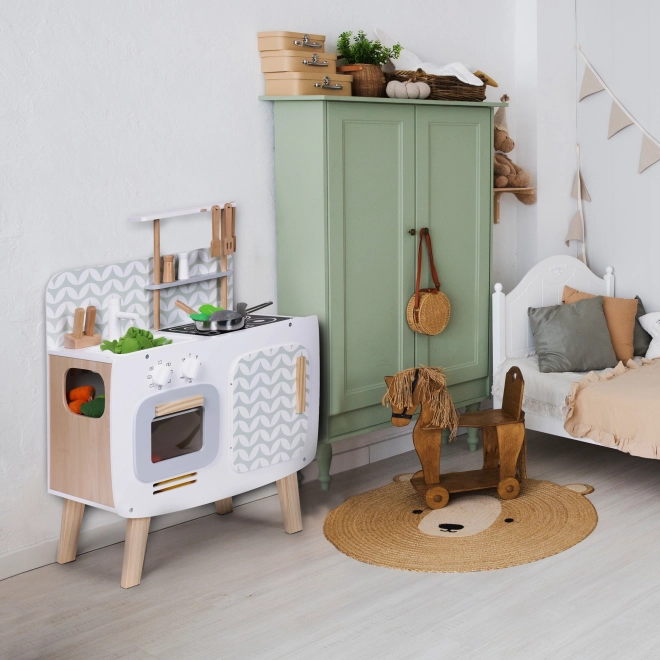 Cucina in legno per bambini stile retrò con accessori ECOTOYS