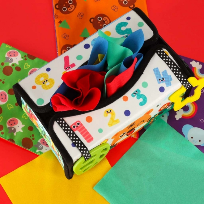 Giocattolo sensoriale Montessori con fazzoletti e tappetino 2 in 1