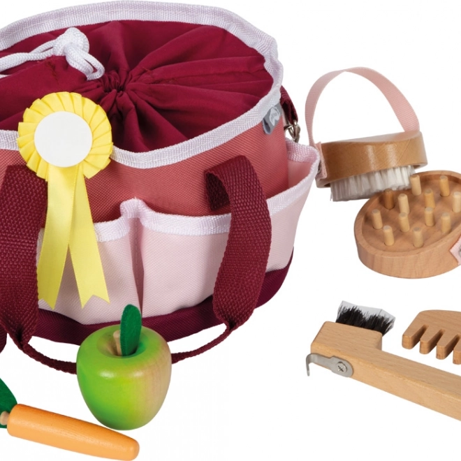Set cura del cavallo con borsa rossa