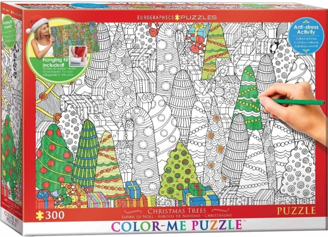 Puzzle da colorare Alberi di Natale 300 pezzi con kit di sospensione