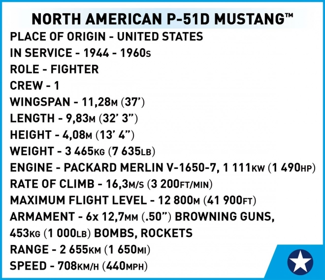 Caccia P-51D Mustang in Mattoncini COBI