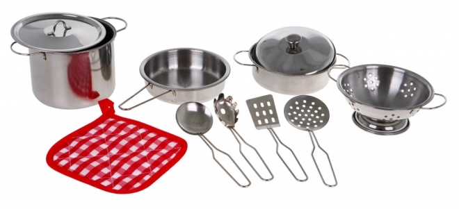 Set di pentole in metallo per bambini 3+ accessori da cucina 11 pezzi