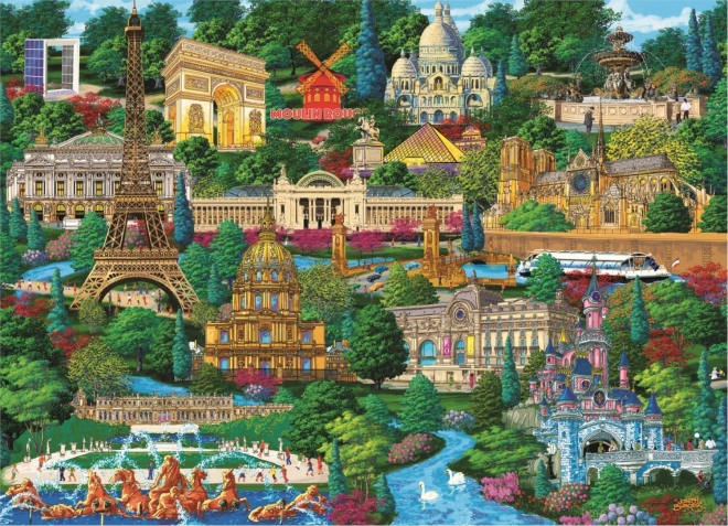 Puzzle in Legno luoghi Famosi di Francia 1000 Pezzi